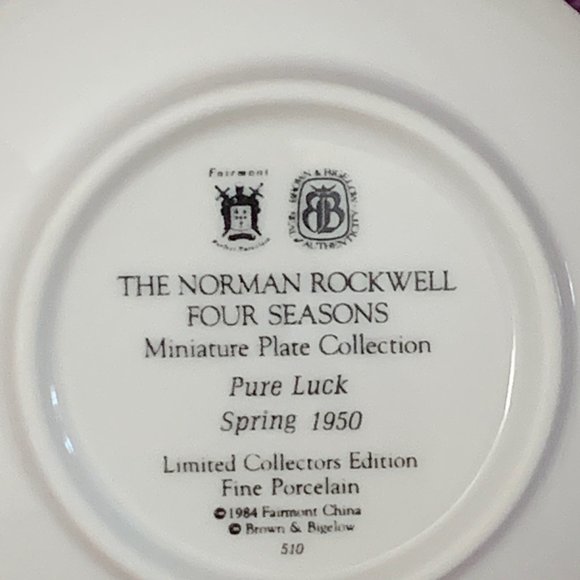 510 Pure Luck - Norman Rockwell Four Seasons Miniature Plate Collection - Picture 4 of 5